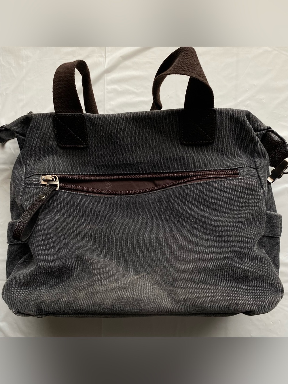 TaomaoMao Vintage Heavyweight Canvas Multi Pocket Satchel Bag Messenger Charcoal